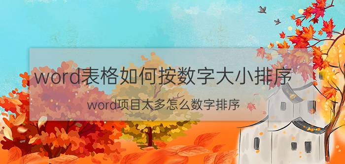 word表格如何按数字大小排序 word项目太多怎么数字排序？